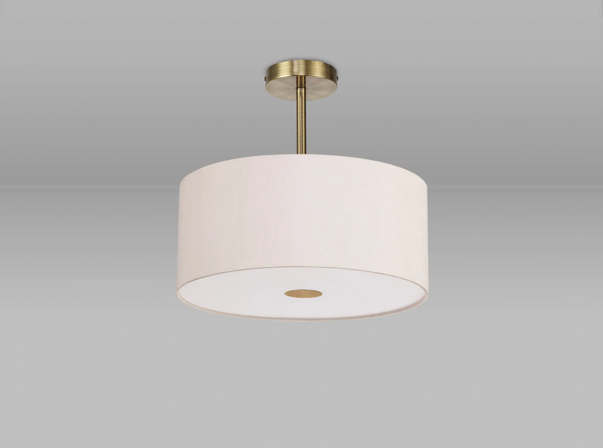 Baymont 40cm Semi Flush 1 Light Antique Brass, Nude Beige/Moonlight, Frosted Diffuser DK0176  Deco Baymont